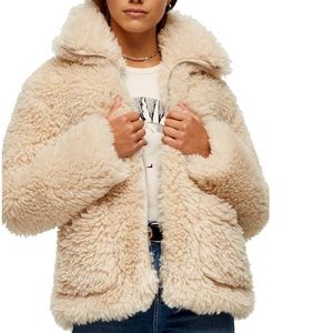 TOPSHOP Jonas Faux Shearling Jacket teddy bear